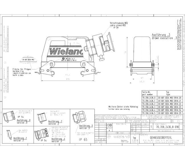 Wieland Multi-Pole Industrial Connector Housing - 24-Pole M32 IP54 - Image 1