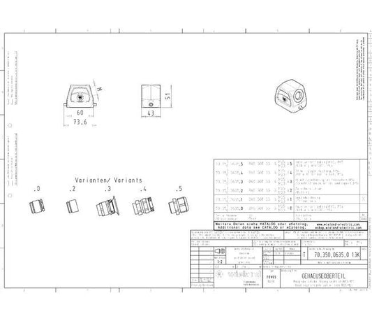 Wieland IP54 Aluminum Industrial Connector Housing 6-Pole M25 - Image 1