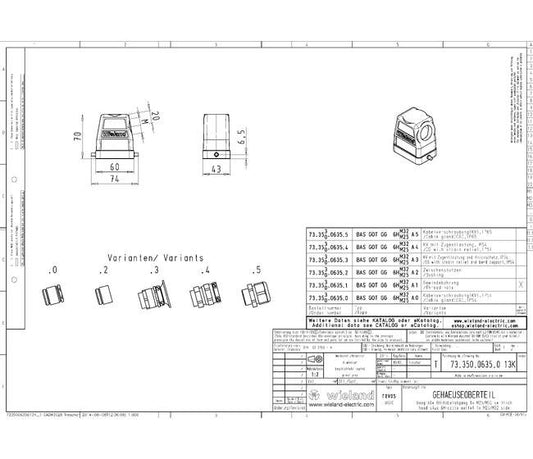 Wieland Industrial Connector Housing 6-Pole Aluminum M25 Threaded High Version - Image 1
