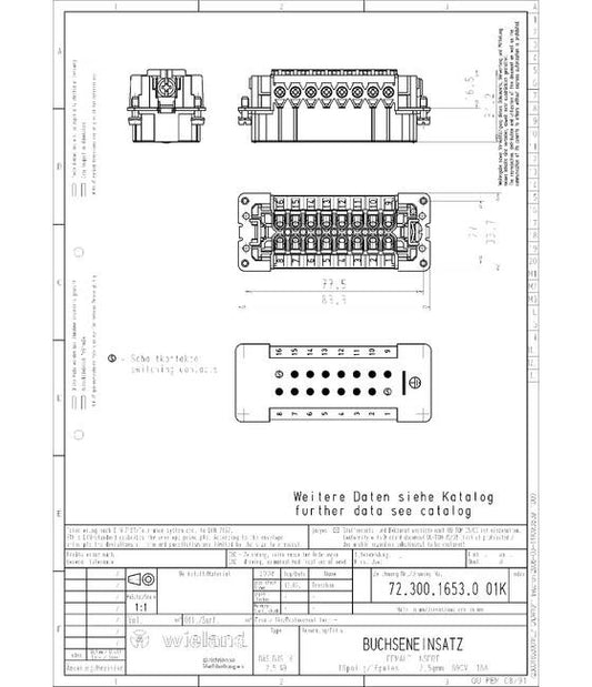 Wieland BAS BUS 16 2.5 69 Industrial Connector Insert - Image 1