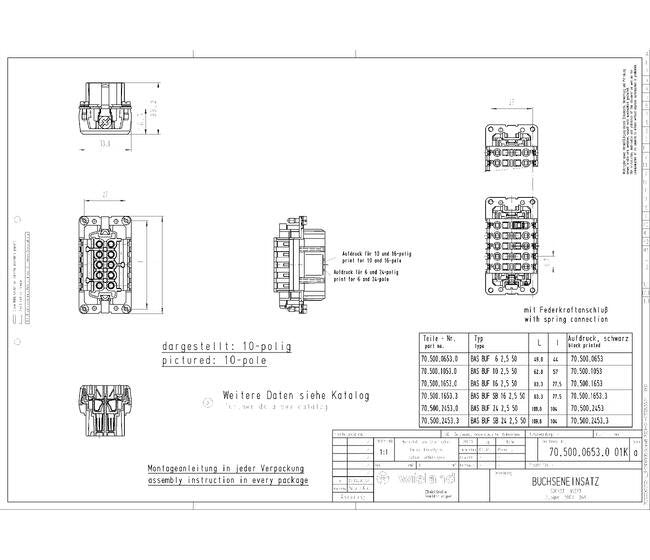 Wieland BAS BUF 16 2,5 50 Industrial Connector Insert – Female Insert - Image 2