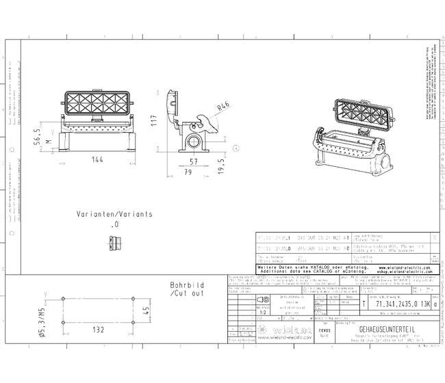 Wieland Bottom Bas GUT GS 24 M25 A0 Industrial Connector Housing - Image 1
