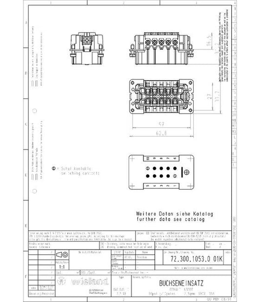 Wieland BAS BUS 10 2,5 69 Industrial Connector Insert - Image 1