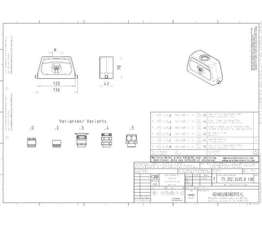 Wieland Industrial Connector Housing - 24 Pole M25 Heavy-Duty Aluminum Hood - Image 1