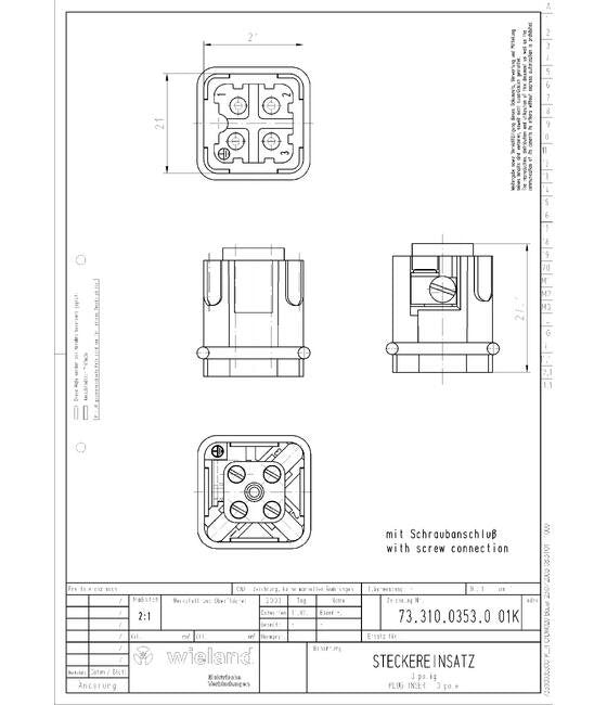 Wieland MIN STS 3-Pole Industrial Connector Insert - Image 2