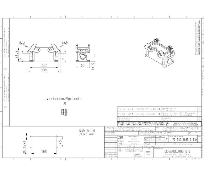 Wieland 16-Pole Industrial Connector Housing with Double Locking Levers and Cable Gland M25 - Image 1