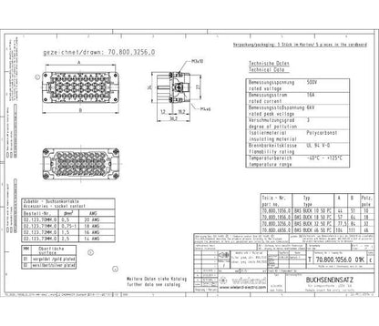 Wieland BAS BUCK 32 50 PC Industrial Connector Insert - Image 2