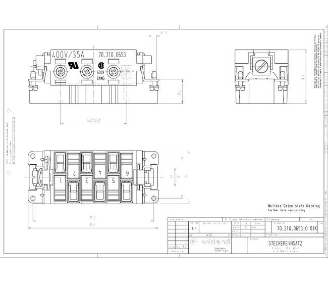 Wieland MALE INSERT POW STS 6 6.0 40 AG Industrial Connector - Image 2