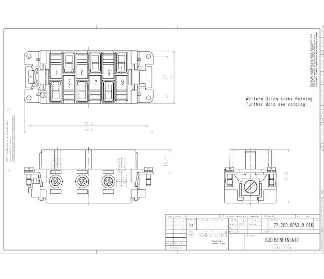 Wieland Revos POW BUS 6 6,0 69 AG Female Industrial Connector Insert - Image 2