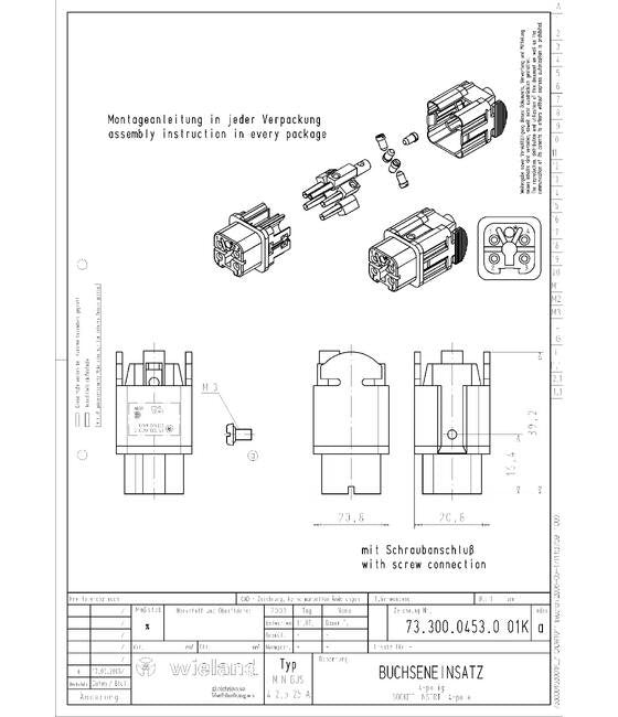 Wieland MiNI BUS 4 2,5 25 AG Industrial Connector Insert - Image 2