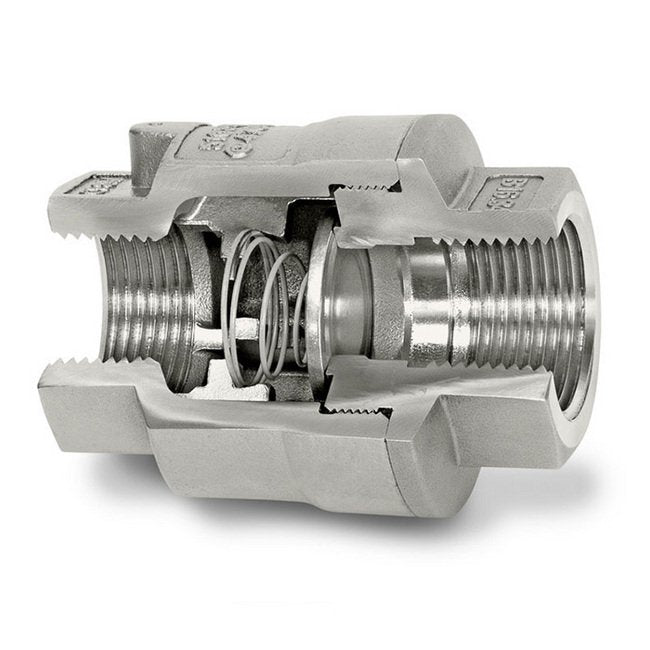 SCV Threaded In-Line Check Valve 1.5" 316SS, Buna-N - Image 1