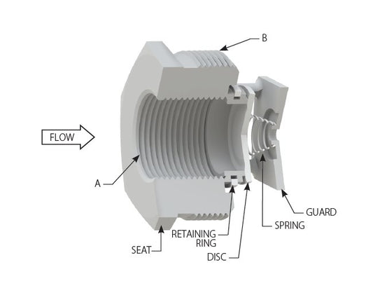 2" 316 Stainless Steel Threaded In-Line Check Valve with Buna-N Seat - Image 1