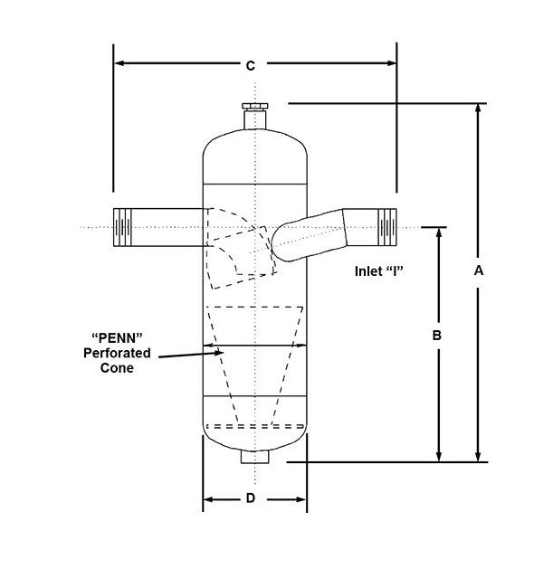 4 Inch (in) Inlet (I) "T" Type Inline Entrainment Separator - Image 2