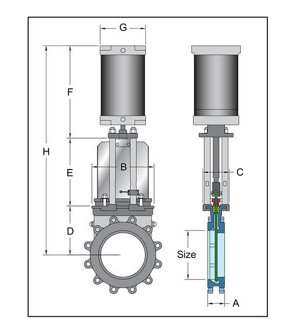 Sure Flow 24 Inch Pneumatic Actuator for Knife Gate Valves - Image 1