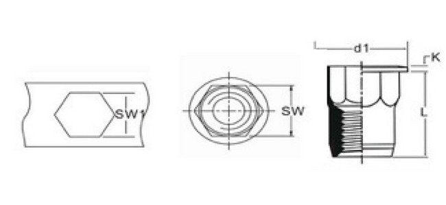Ornit K-Series 0.435 in Flat Head Imperial Rivet Nut - Image 2