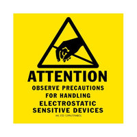 Anti-Static Caution Label 4x4 Yellow RL (500)