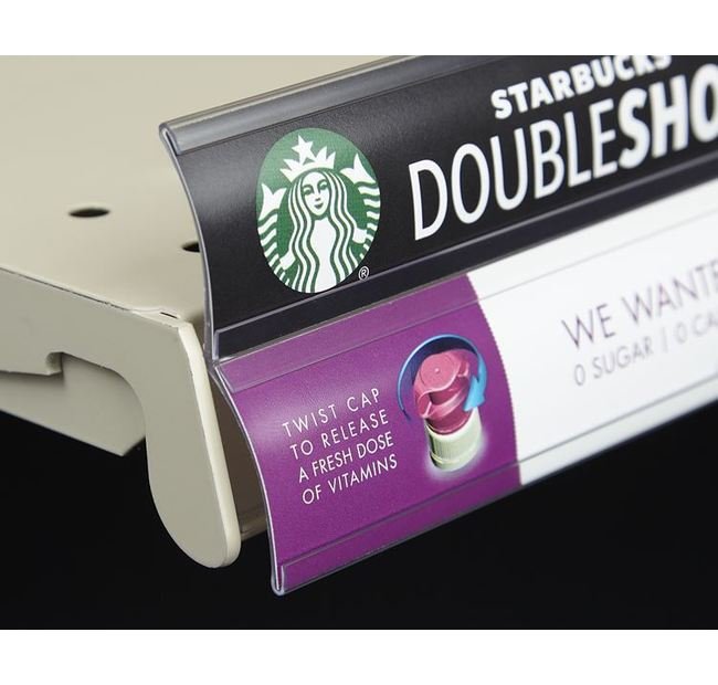 Clear PVC Double Curved Shelf Channel for Data Tickets, 47.625 inches - Image 1