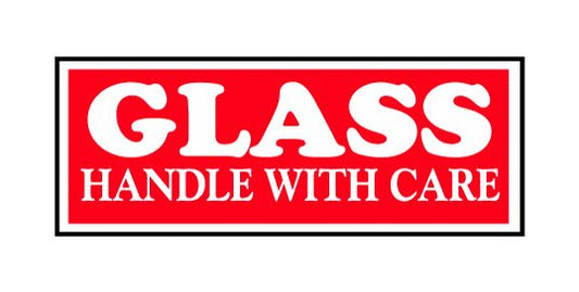 Fragile Glass Shipping Label, 1.5 x 4 in - Image 1