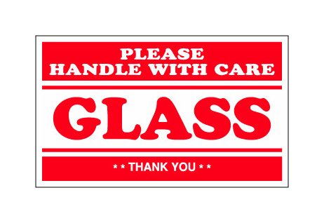 Fragile Glass 2.5 x 4 Inch Shipping Label - Image 1