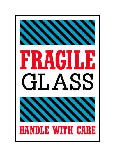 Fragile Glass Shipping Labels - 4x6 Inch Size - Image 1