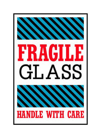 Fragile Glass Shipping Labels - 4x6 Inch Size