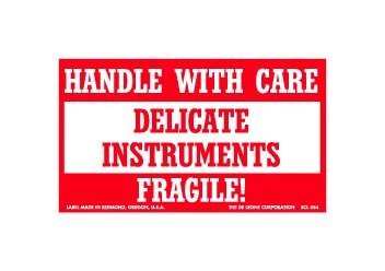 3x5 Delicate Instrument Label, Red/White, Pack of 500 - Image 1