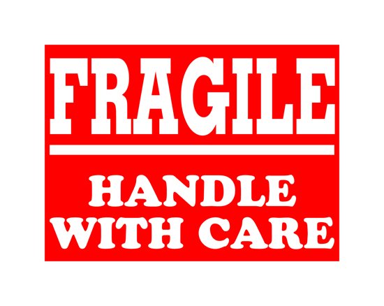 Fragile Shipping Label 3x4 - Red/White - 500/Roll - Image 1