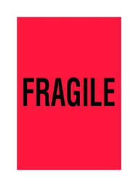 4 x 6 Inch Fragile Shipping Label - Fluorescent Red (500 Labels/Roll)