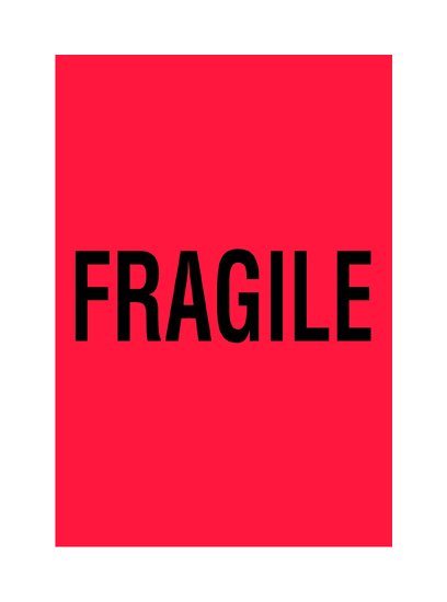 4 x 6 Inch Fragile Shipping Label - Fluorescent Red (500 Labels/Roll) - Image 1