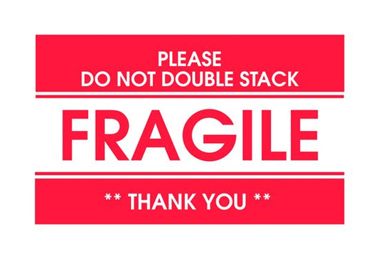 Fragile Shipping Label - 3 x 5 Inches (in) - Red/White - Roll of 500 - Image 1