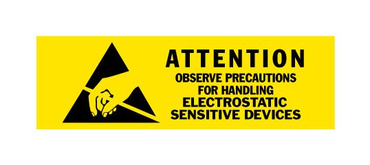Yellow Anti-Static Caution Label 5/8 x 2 inches - Image 1