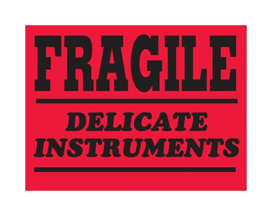 Fluorescent Red Fragile Shipping Label, 3 x 4 in - Image 1