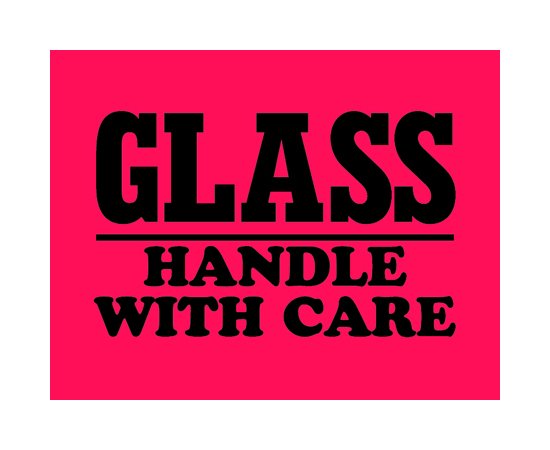 Fragile Glass Shipping Labels - 3 x 4 Inches - Image 1