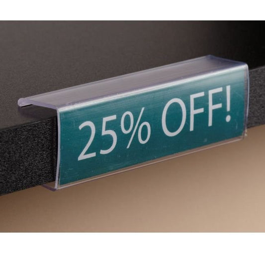 Clear PVC Wood Shelf Label Holder - Image 1