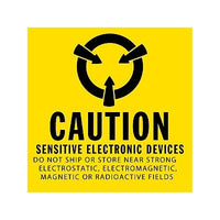 Yellow Anti-Static Caution Label - 2x2 in (1000/Roll)