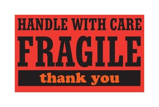 3 x 4 Inch Fragile Shipping Label - Fluorescent Red (500/Roll) - Image 1