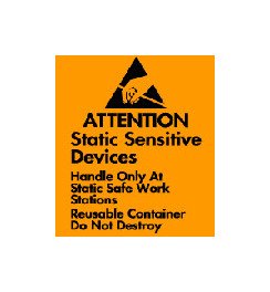 Anti-Static Caution Label 4x4 in Fluorescent Orange 500RL - Image 1