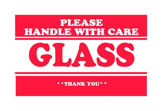 2 x 3 Inch Fragile Glass Shipping Label - Pack of 500 - Image 1