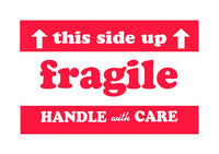 Fragile Shipping Labels - 2 x 3 Inches (500-Count) - Red/White