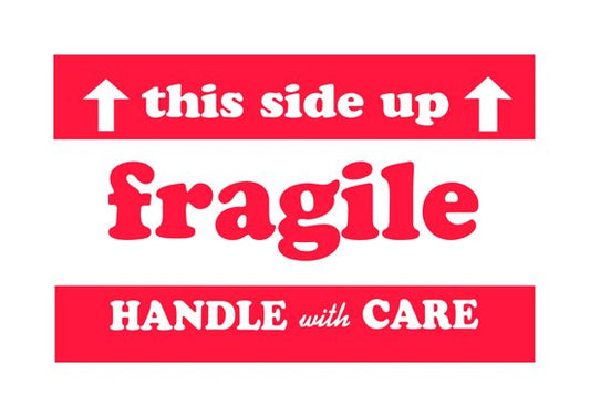 Fragile Shipping Labels - 2 x 3 Inches (500-Count) - Red/White - Image 1