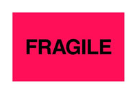 Fluorescent Red Fragile Shipping Label - 3 x 5 in (500 RL)