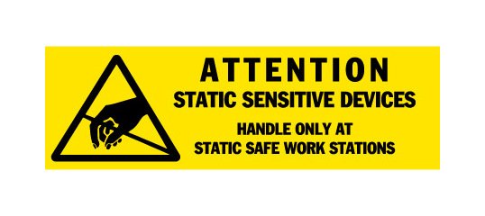 Yellow 5/8 x 2 Inch Anti-Static Caution Label (CS/2) - Image 1