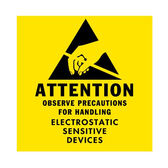 2x2 Yellow Anti-Static Caution Label - Image 1