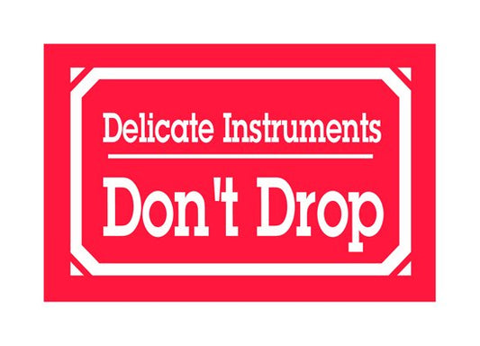 3 x 5 Inch Delicate Instrument Label (Pack of 500, Red/White) - Image 1