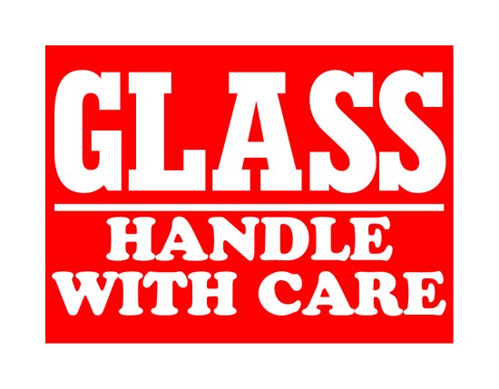 3x4 Fragile Glass Shipping Labels - Image 1
