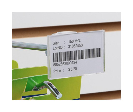Clear Four-Wire Top Insert Label Holder for Scan Hooks - Image 1
