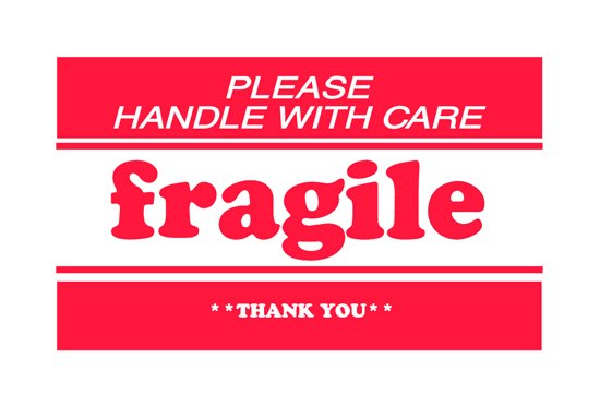 Fragile Shipping Label 2x3 Inches – Pack of 500 - Red & White - Image 1