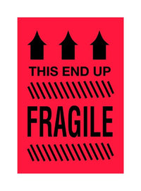 Fluorescent Red 4 x 6 Inch Fragile Shipping Label Roll