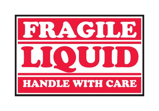 Red & White Fragile Shipping Label 2.5 x 4 in - Image 1