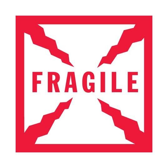 6x6 Fragile Shipping Label - Red/White, Roll of 500 - Image 1
